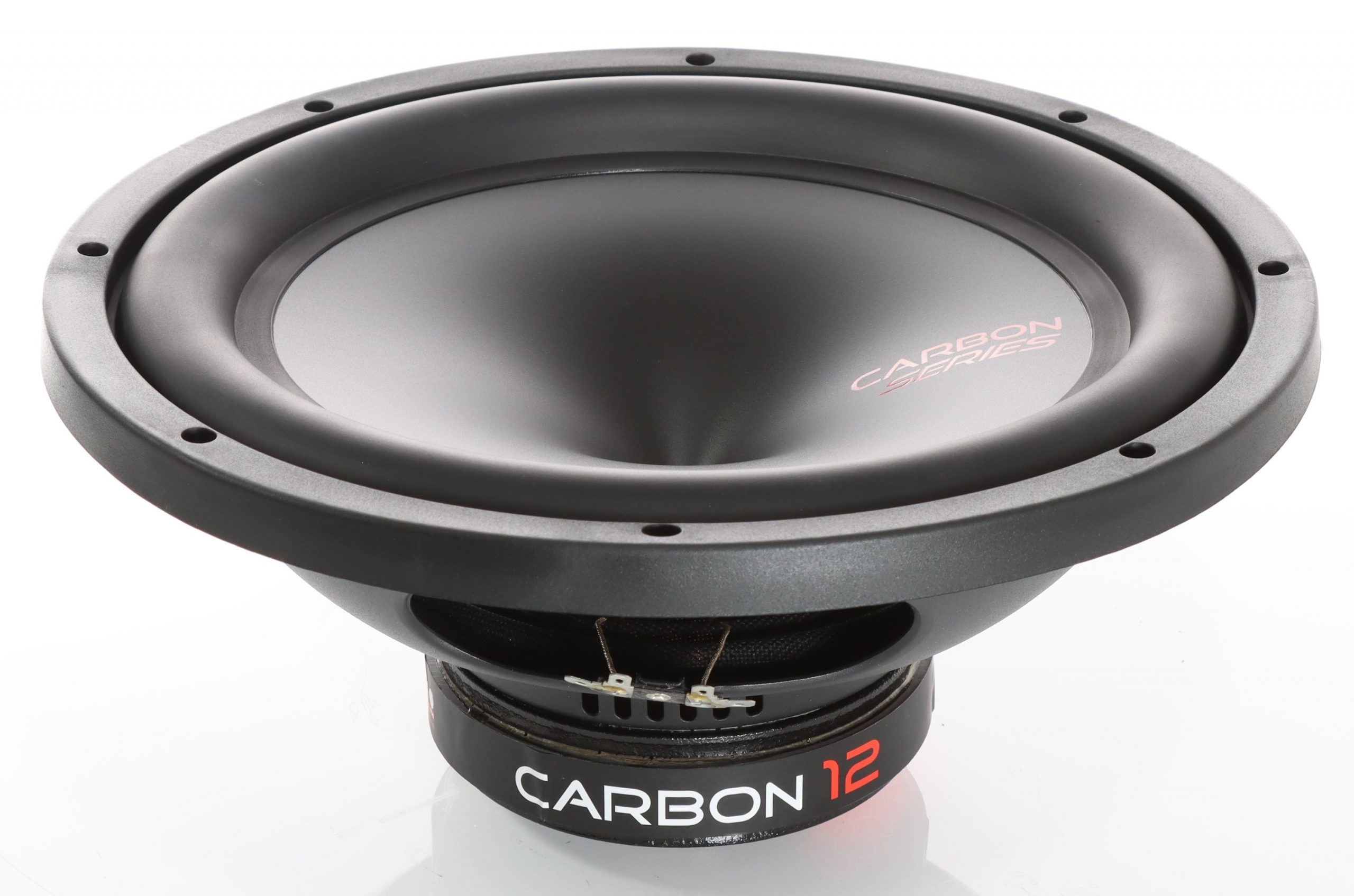 Carbon 12 Zoll Subwoofer für kraftvollen Bass Nahaufnahme eines Carbon 12 Zoll Subwoofers, ideal für tiefen und kraftvollen Bass