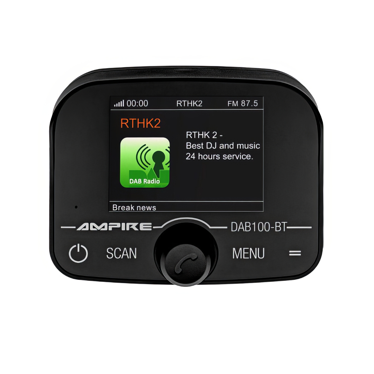 AMPIRE DAB+ Receiver mit BT-Freisprecheinrichtung inklusive DAB+ Antenne
